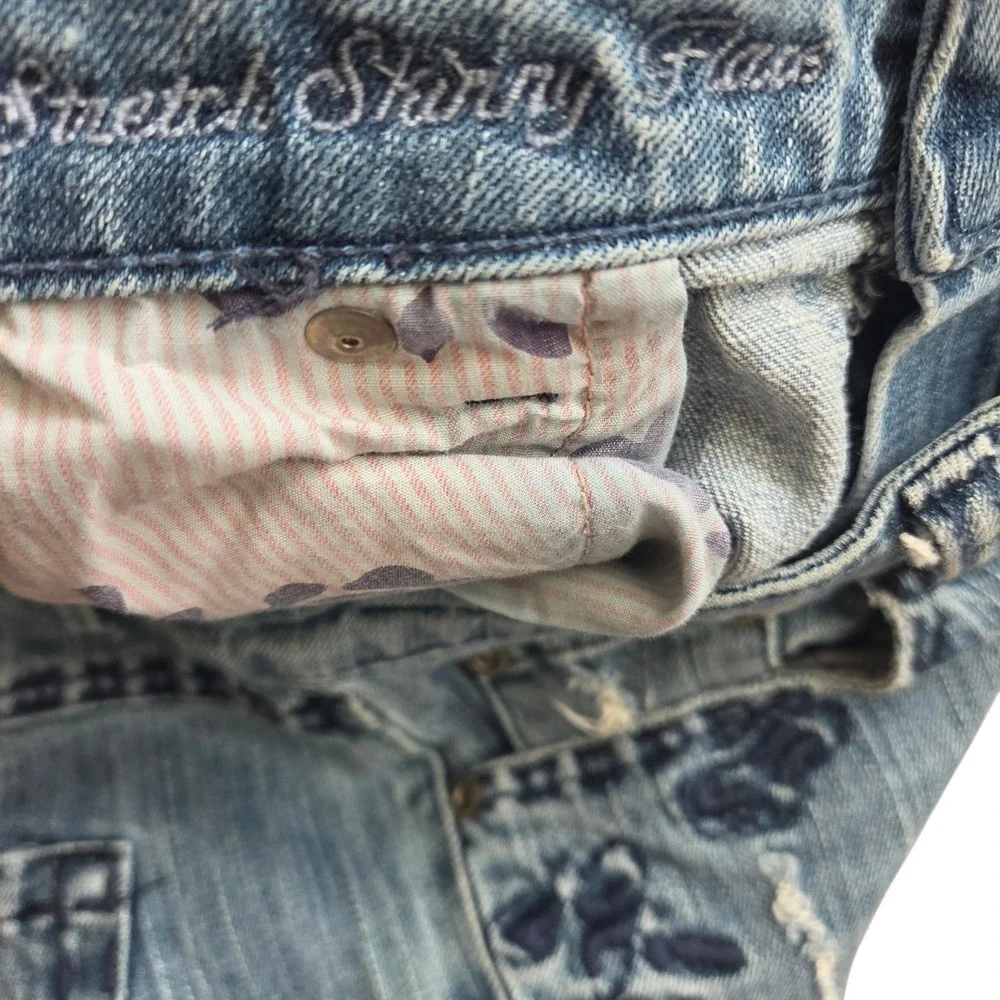 Y2K American Eagle Flare‎ Jeans 6 Low Rise Stretch  Embroidered Distressed 6R